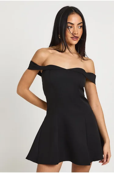 Bardot Structured Mini Dress - black