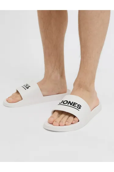 Men White Logo Slides