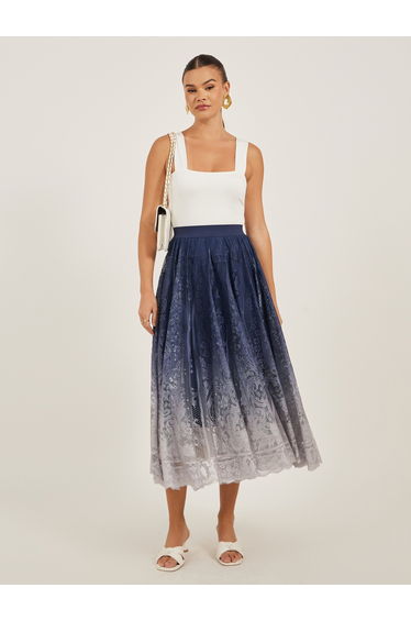 Ombre Lace A-Line Skirt with Elasticated Waistband
