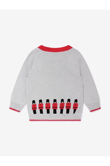 Baby Boys Soldier Intarsia Cardigan in Grey