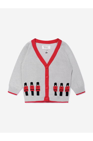 Baby Boys Soldier Intarsia Cardigan in Grey