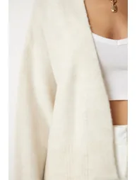 Women's Cream Basic Knitwear Cardigan - 3