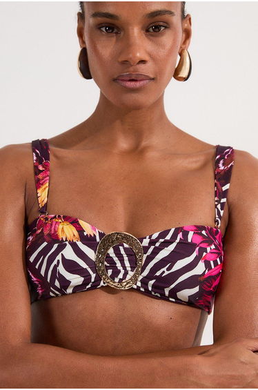 Slinky Bandeau Trim Detail Bikini Top