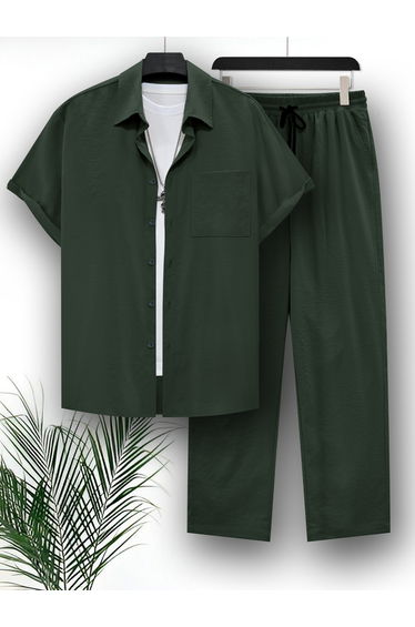 Solid Short Sleeve Shirt and Pants Co-Ords