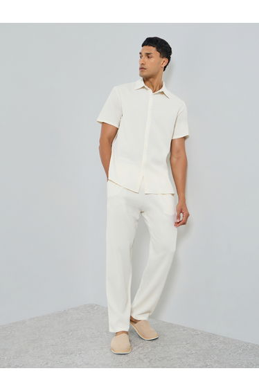 Men Textured Spread Collar Shirt and Pants Co-Ords