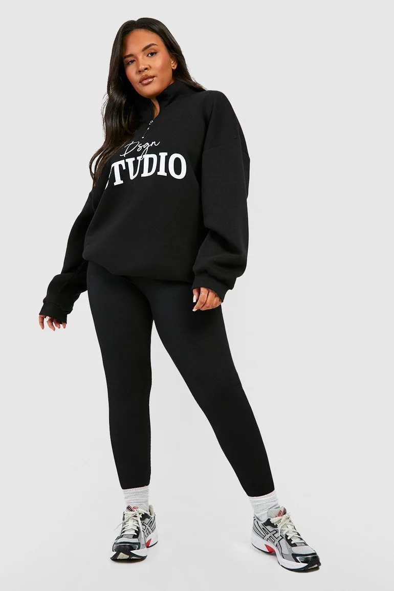 Plus Dsgn Studio Script Half Zip Sweatshirt - black - 3