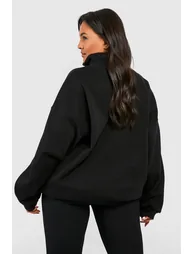 Plus Dsgn Studio Script Half Zip Sweatshirt - black - 1