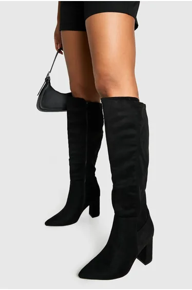 Wide Fit Knee High Boots - black