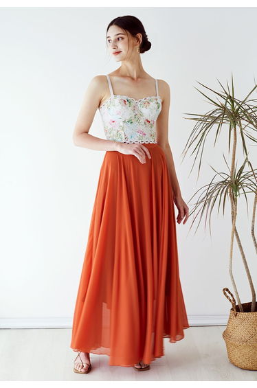 Monet Garden Floral Embroidered Bustier Crop Top