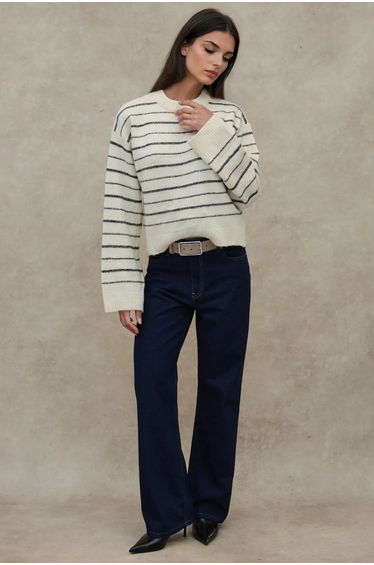 Striped Crew Neck Soft Touch Sweater