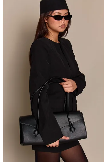 Black Woven Structured Blazer