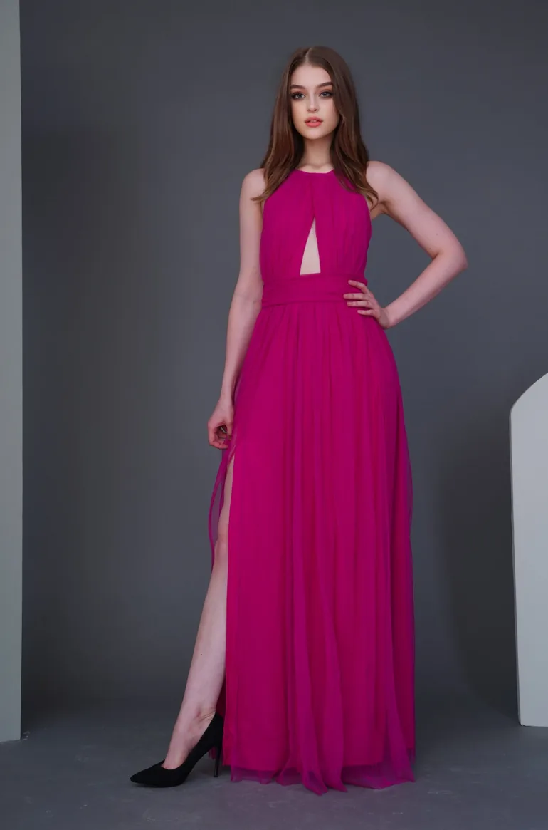 bright pink flowy dress Magenta Pink Ruffled Tie-Back Maxi Dress | Womens | XX-Small (Available in M, L) | Lulus | Homecoming