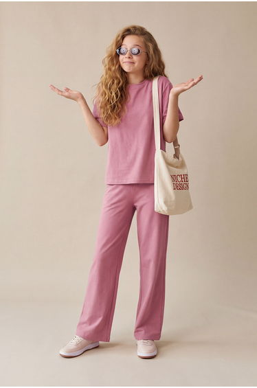 Purple Plain Knitted Bottom - Top Set
