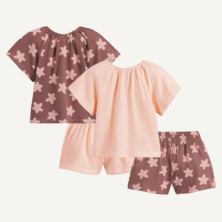 Pack of 2 Outfits, 2 Blouse-Style T-Shirts/Shorts To Mix 'n' Match - 3