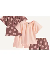 Pack of 2 Outfits, 2 Blouse-Style T-Shirts/Shorts To Mix 'n' Match - 1