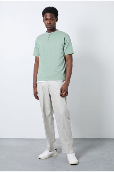 Sage Grandad Neck T-Shirt