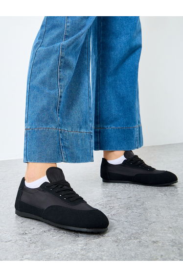 Women Black Elastic Slip On Shoes