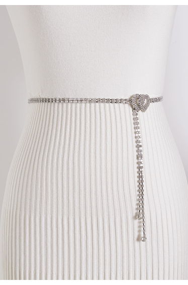 Sparkle Rhinestones Double-Heart Chain Belt