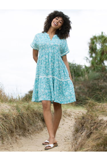 Chilfrome Muslin Dress Ocean Bloom