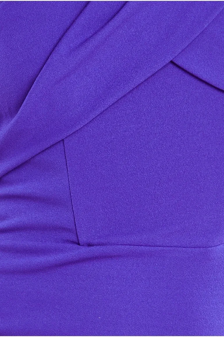 Goddiva Pleated Bardot Scuba Maxi Dress - Purple - 3