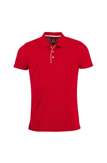 SOLS Mens Performer Short Sleeve Pique Polo Shirt - Red