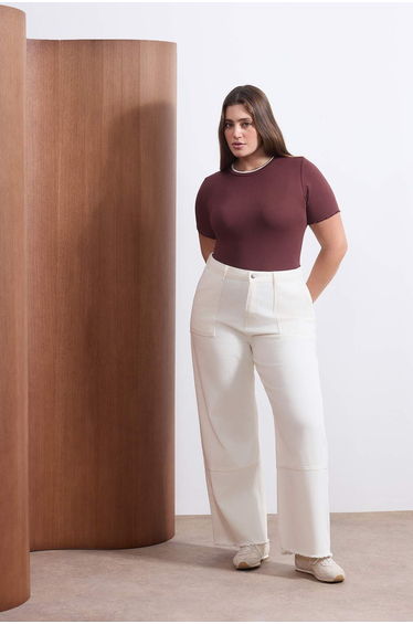Wardrobe Essentials Brown Collar Piped Detail Soft Keys Knitted Blouse