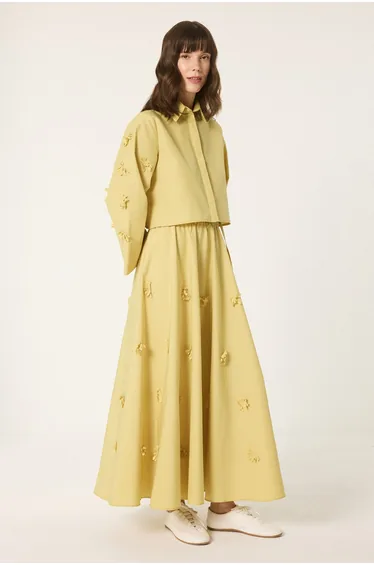 THIN BELTED BLOUSE SKIRT SET