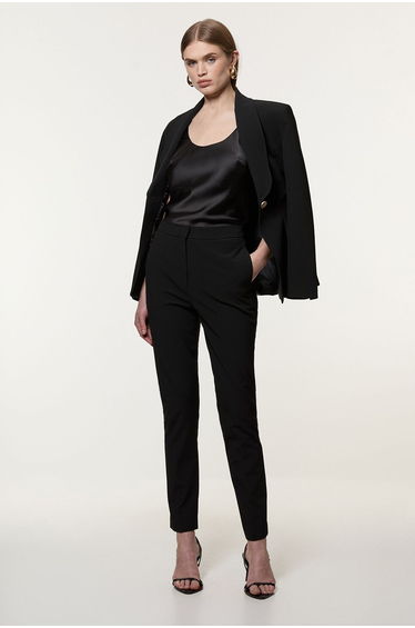 Tall Compact Stretch Stab Stitch Tailored Straight Leg Trouser