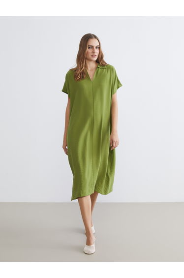 Shirt Collar Textured Dress