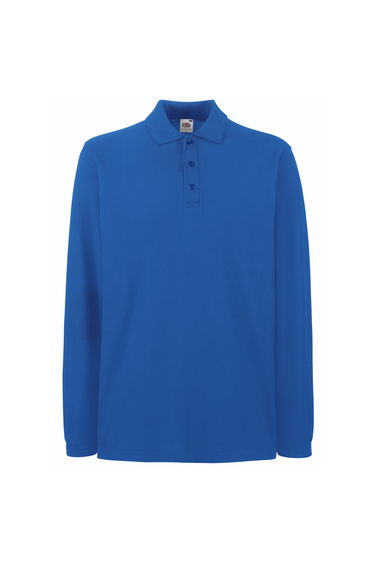 Fruit Of The Loom Mens Premium Long Sleeve Polo Shirt - Royal