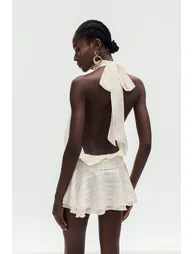 Bernique Halter Neck Ruch Ruffle Mini Dress - 4