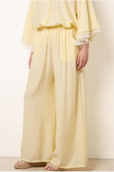 Crinkle Viscose Wide Leg Trousers