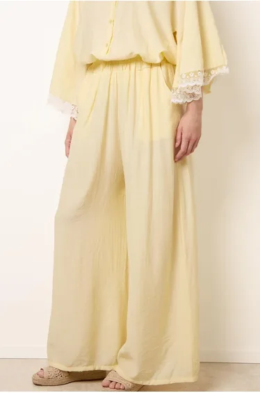 Crinkle Viscose Wide Leg Trousers