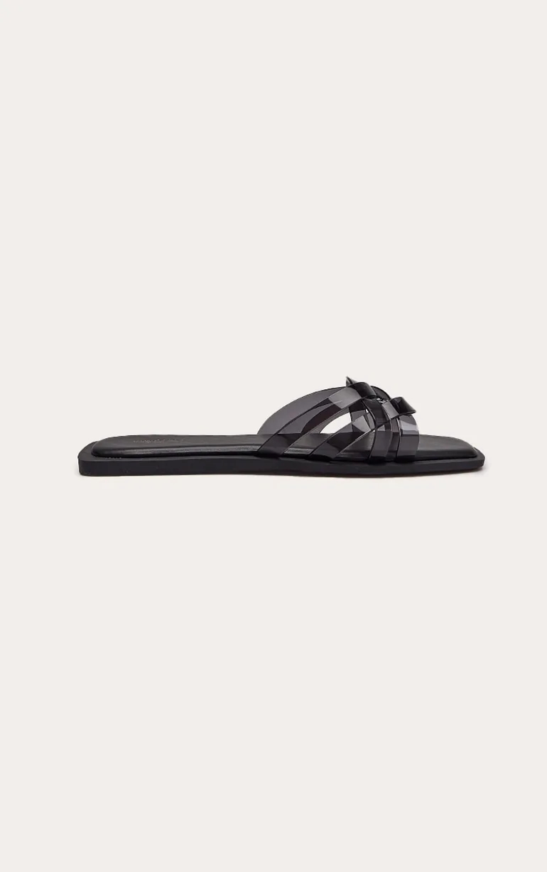 Black Perspex Weave Flat Sandals - 1