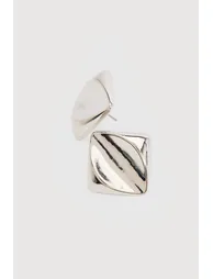 Silver Oversized Square Stud Earrings - silver - 2