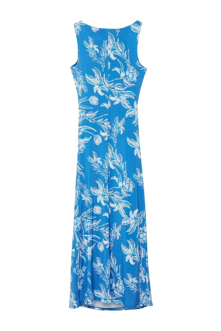Trendyol Blue Floral Column Maxi Dress - 4