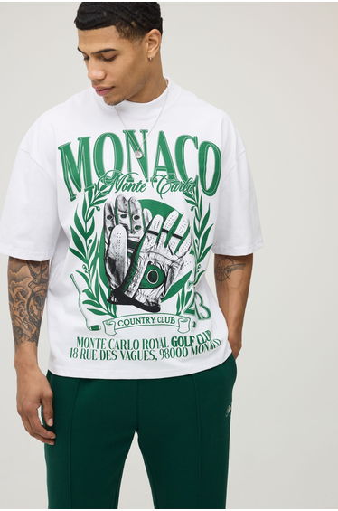 White Oversized Boxy Country Club Print T-Shirt - white