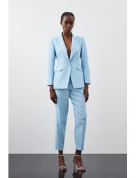 Metallic Taffeta Single Breasted Tailored Blazer