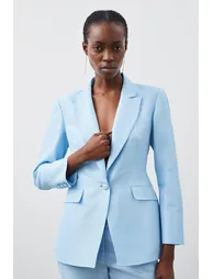 Metallic Taffeta Single Breasted Tailored Blazer - 1