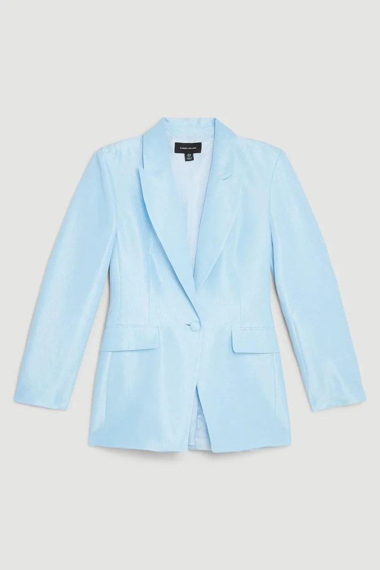 Metallic Taffeta Single Breasted Tailored Blazer - 3