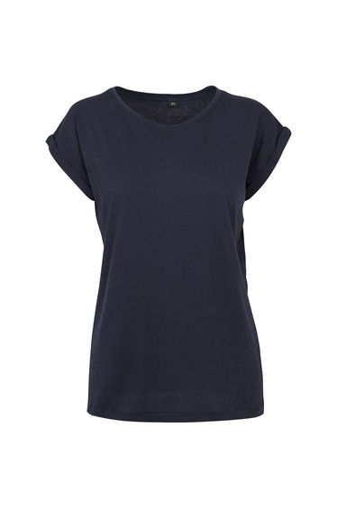 New Morning Studios Womens/Ladies Extended Shoulder Regular T-Shirt - Navy