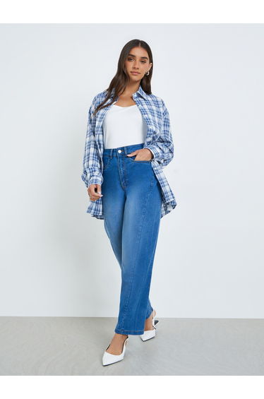 Women High Rise Barrel Fit Jeans