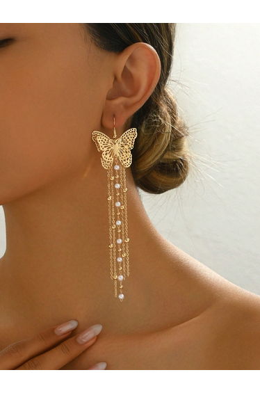Butterfly Tassel Chain Earrings