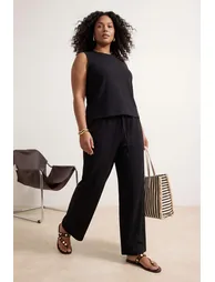 Black Woven Large Size Bottom - Top Set - 6