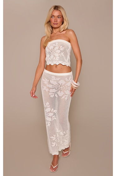 Strapless Doily Crochet Knit Top