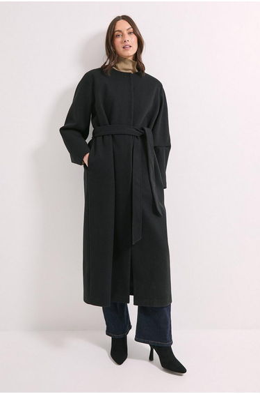Tie Waist Back Detail Coat