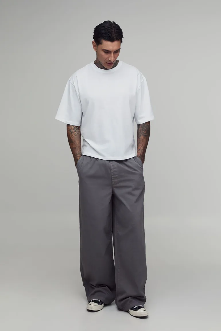Tall Essential Relaxed Elasticated Waist Chino - slate grey