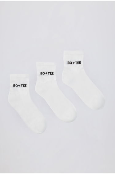 Ribbed Crew Sock Bundle in White