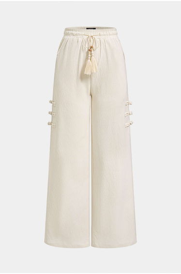 Fringe Tie-Up Pocket Straight Leg Pants