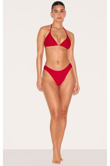 Red Lace Tie Side Bikini Bottoms